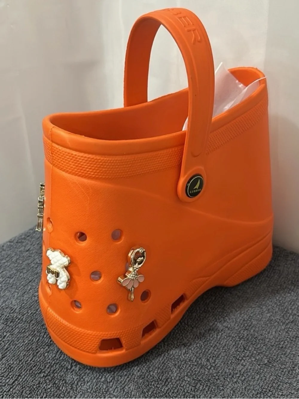 Orange Tote Bag with Charm Accents